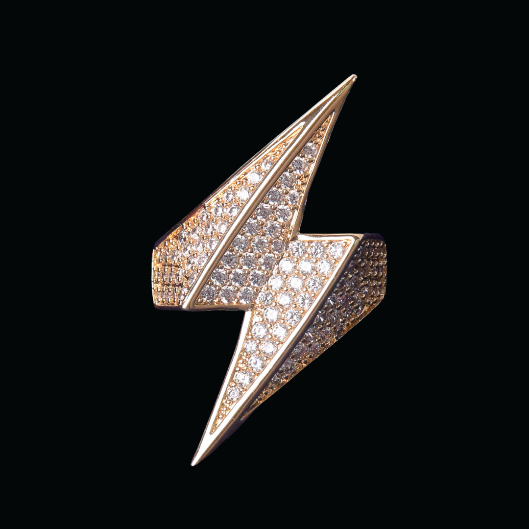 Lightning Sign Iced Out Diamond Ring