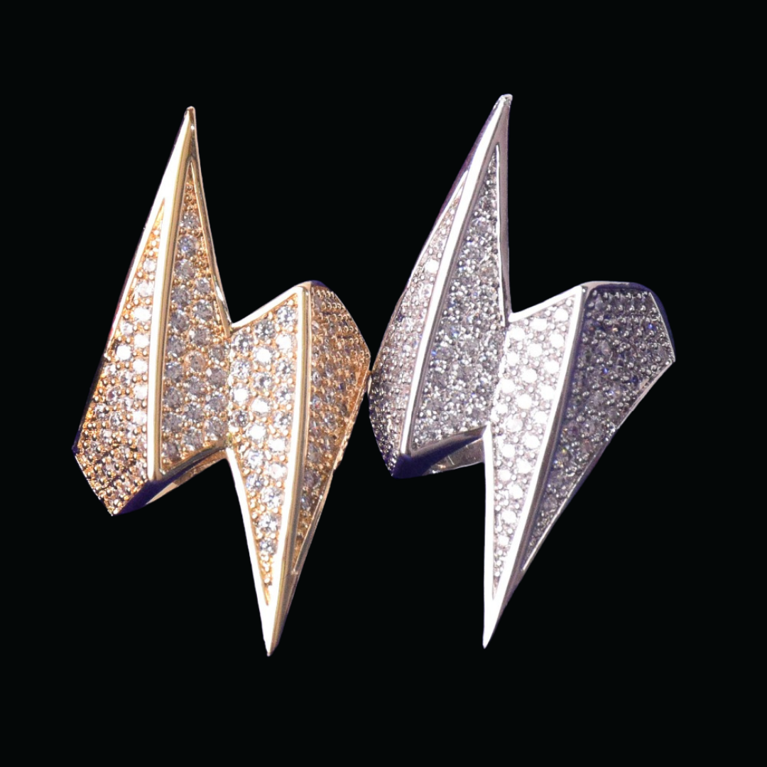 Lightning Sign Iced Out Diamond Ring