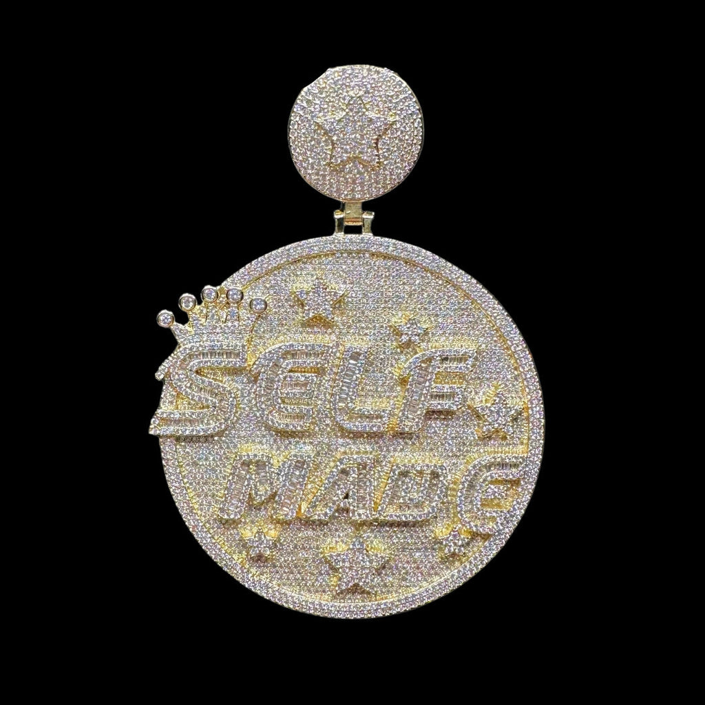Limited Self Made Round Iced Out Letter Diamond Pendant Necklace