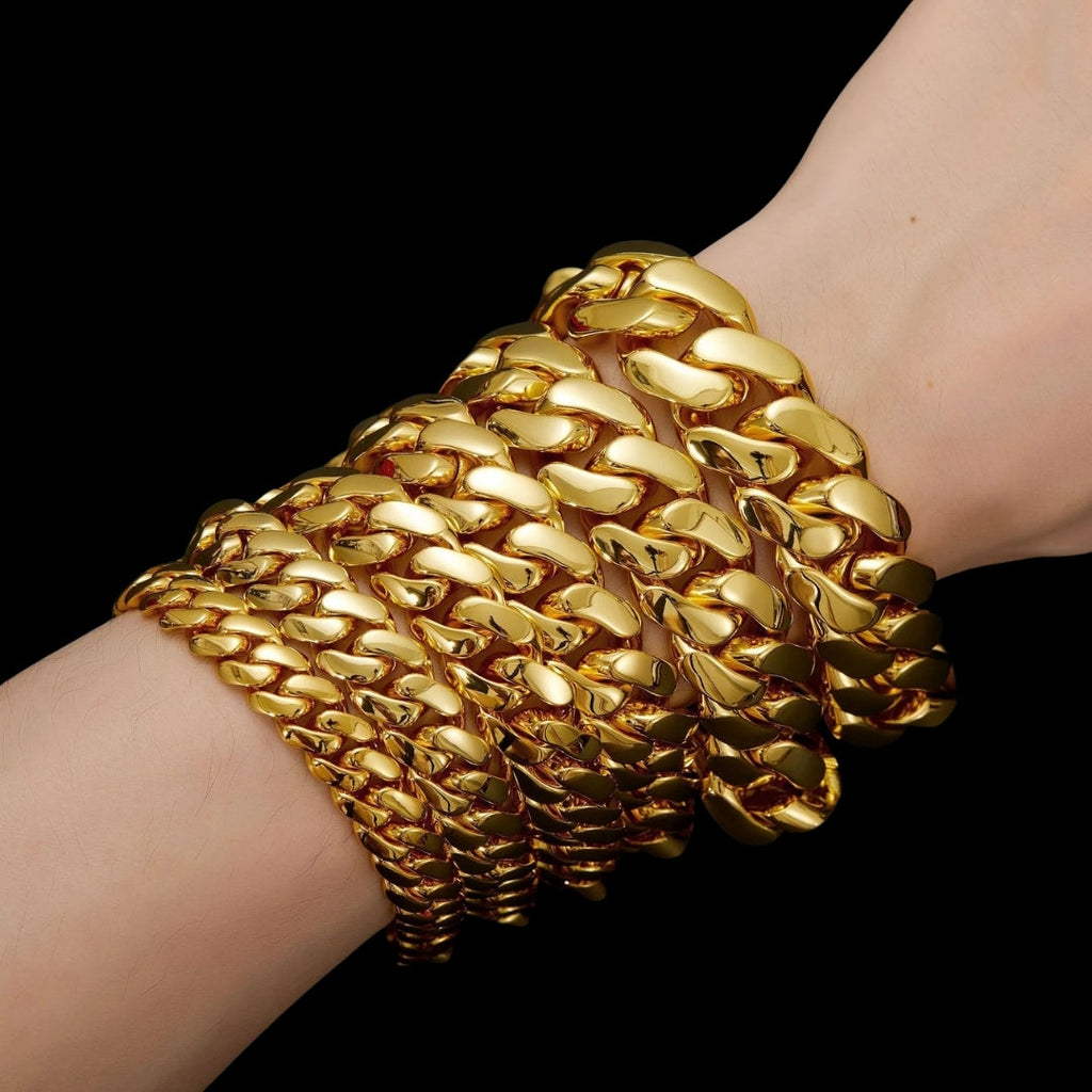 12MM-22MM VVS Iced Box Clasp Luxury Stainless Steel Bracelet