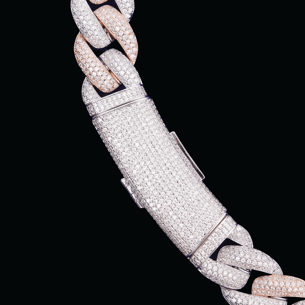 20MM Two Tone Miami Cuban Iced Out Diamond Necklace Chain