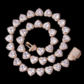 10MM Heart Shaped Clustered Iced Out Diamond Necklace Chain