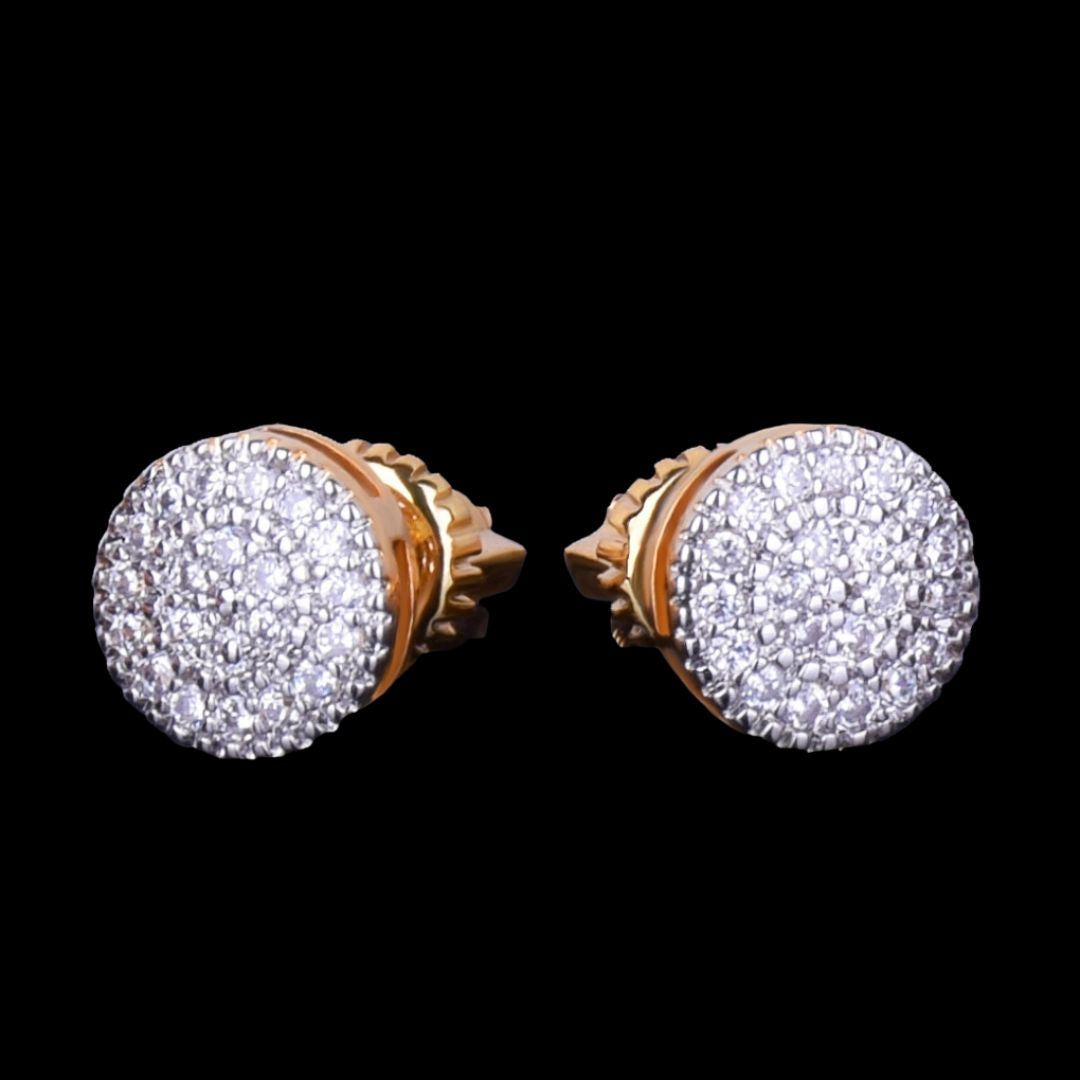 8MM Round Cut Iced Out Diamond Stud Earrings