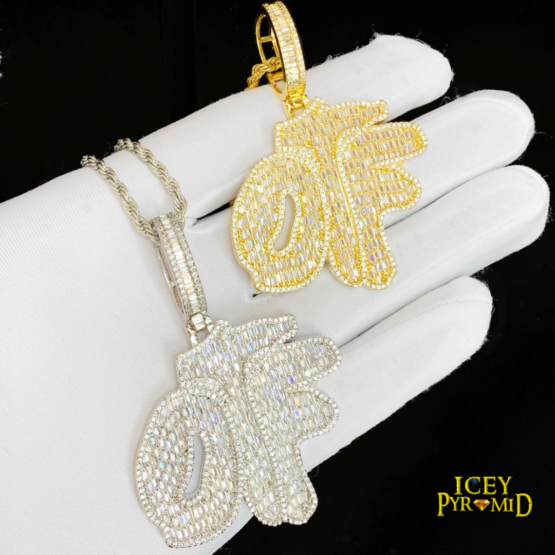 OTF Only The Family Iced Out Letter Diamond Pendant Necklace