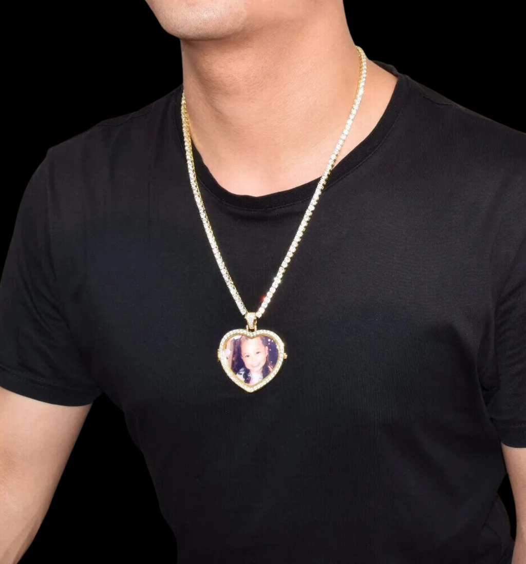 Openable Heart Tennis Custom Photo Picture Pendant Necklace