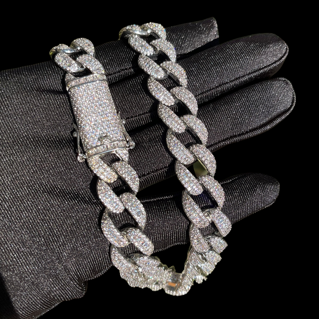 14MM Classy Prong Setting Iced Out Diamond Necklace Bracelet Set