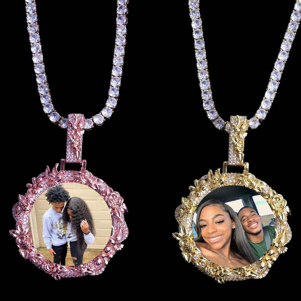 NEW | Floral Frame Custom Photo Picture Pendant Necklace