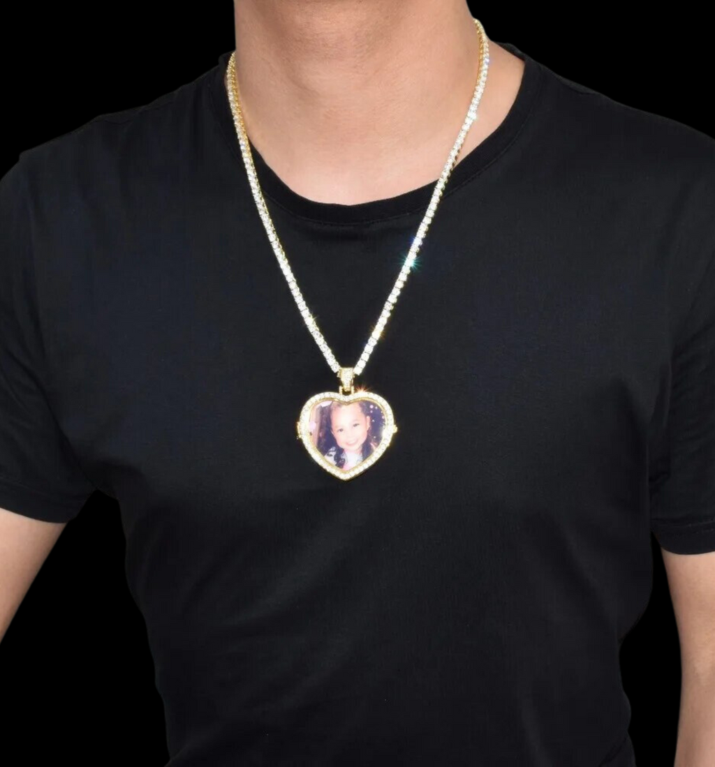 Openable Heart Tennis Custom Photo Picture Pendant Necklace