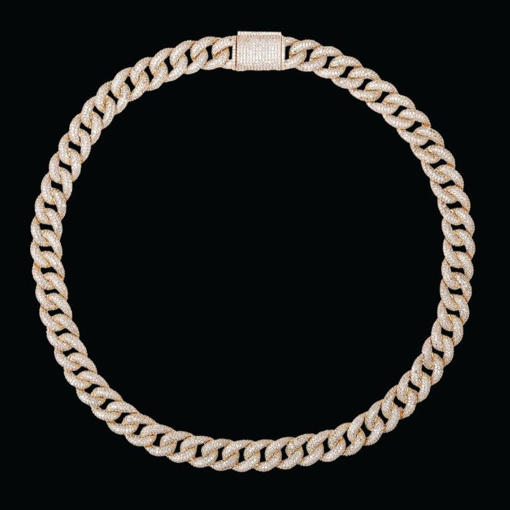 15MM Miami Drip Cuban Link Iced Out Diamond Necklace Chain