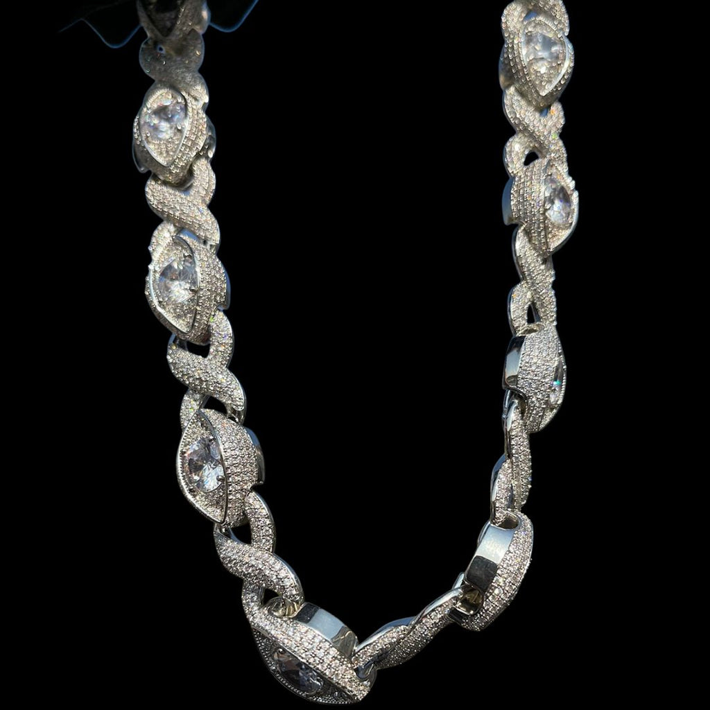 20MM Diamond Eyes Infinity Linked Iced Out Diamond Necklace Bracelet Set