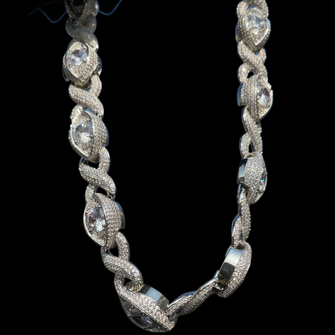 20MM Diamond Eyes Infinity Linked Iced Out Diamond Necklace Bracelet Set