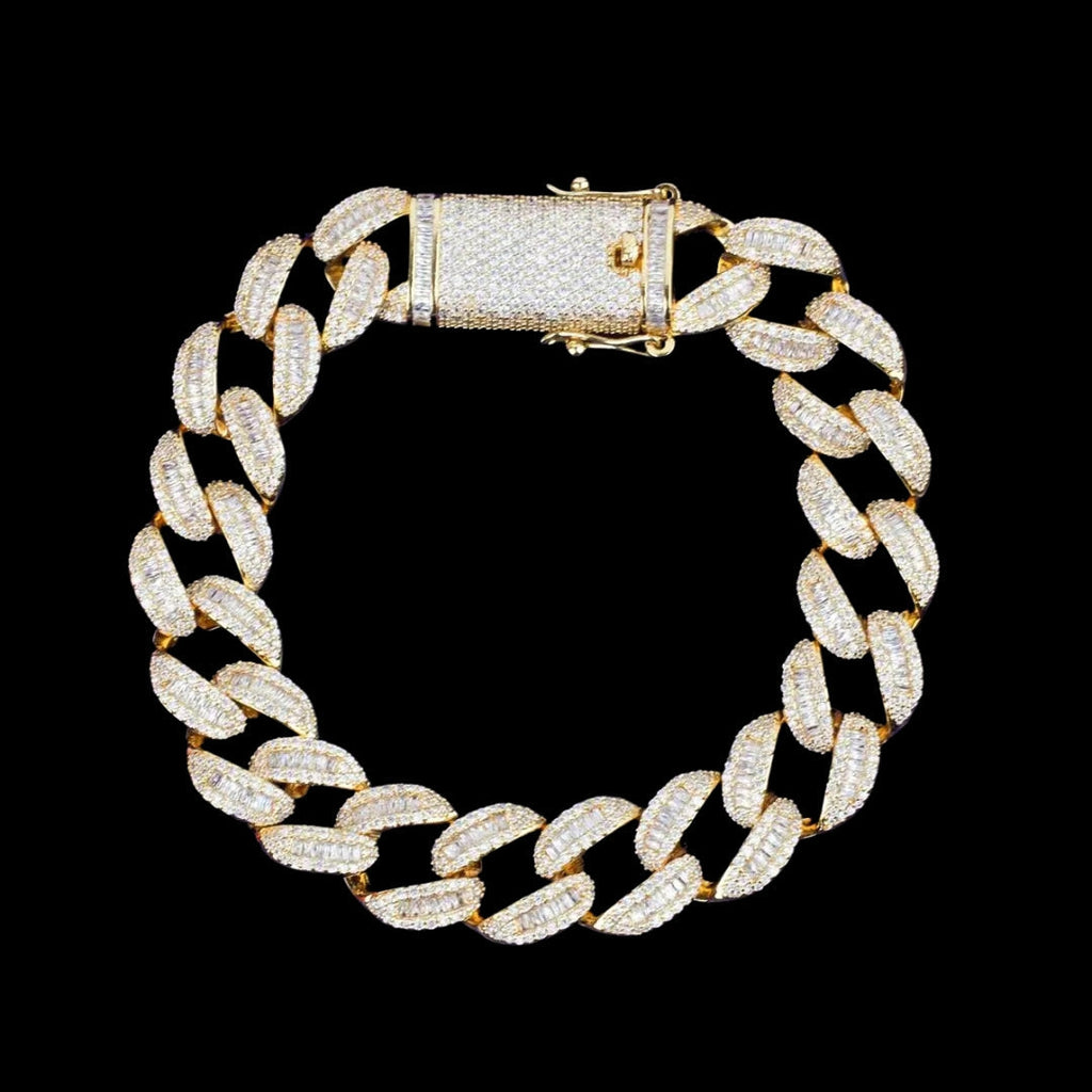 14MM Classy Prong Setting Iced Out Diamond Necklace Bracelet Set