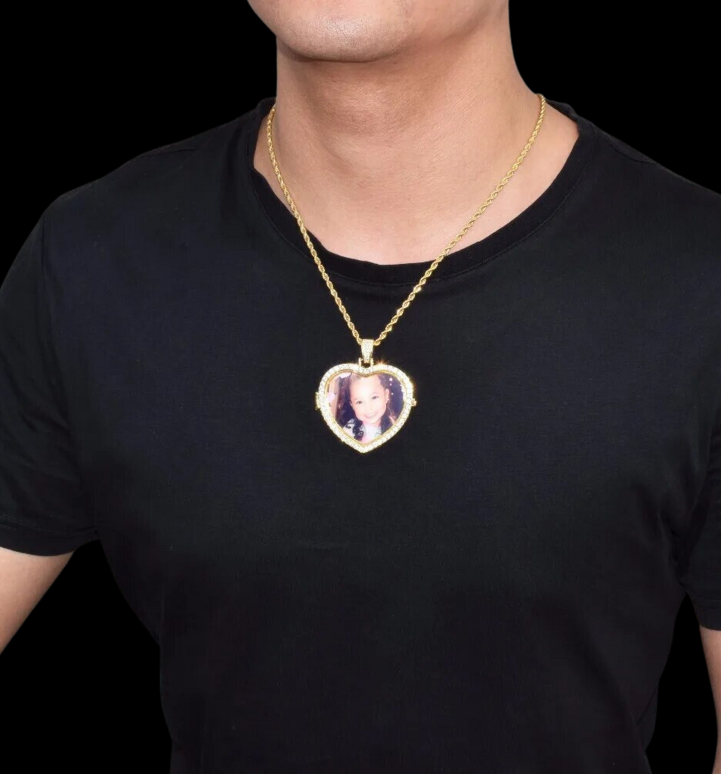 Openable Heart Tennis Custom Photo Picture Pendant Necklace