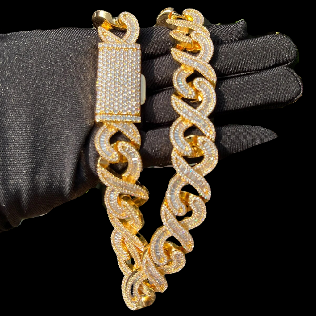 20MM Infinity Link Iced Out Diamond Necklace Bracelet Set