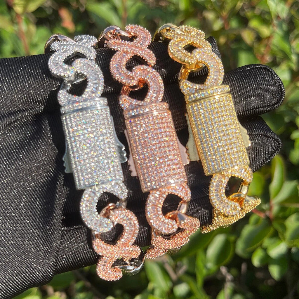 20MM Infinity Link Iced Out Diamond Necklace Bracelet Set