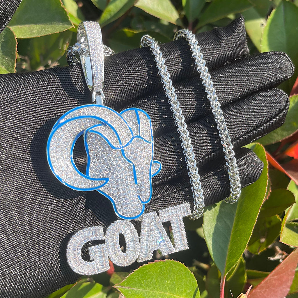 Goat Iced Out Diamond Pendant Necklace