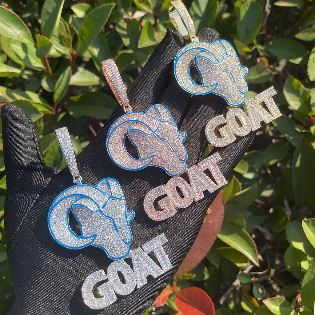 Goat Iced Out Diamond Pendant Necklace