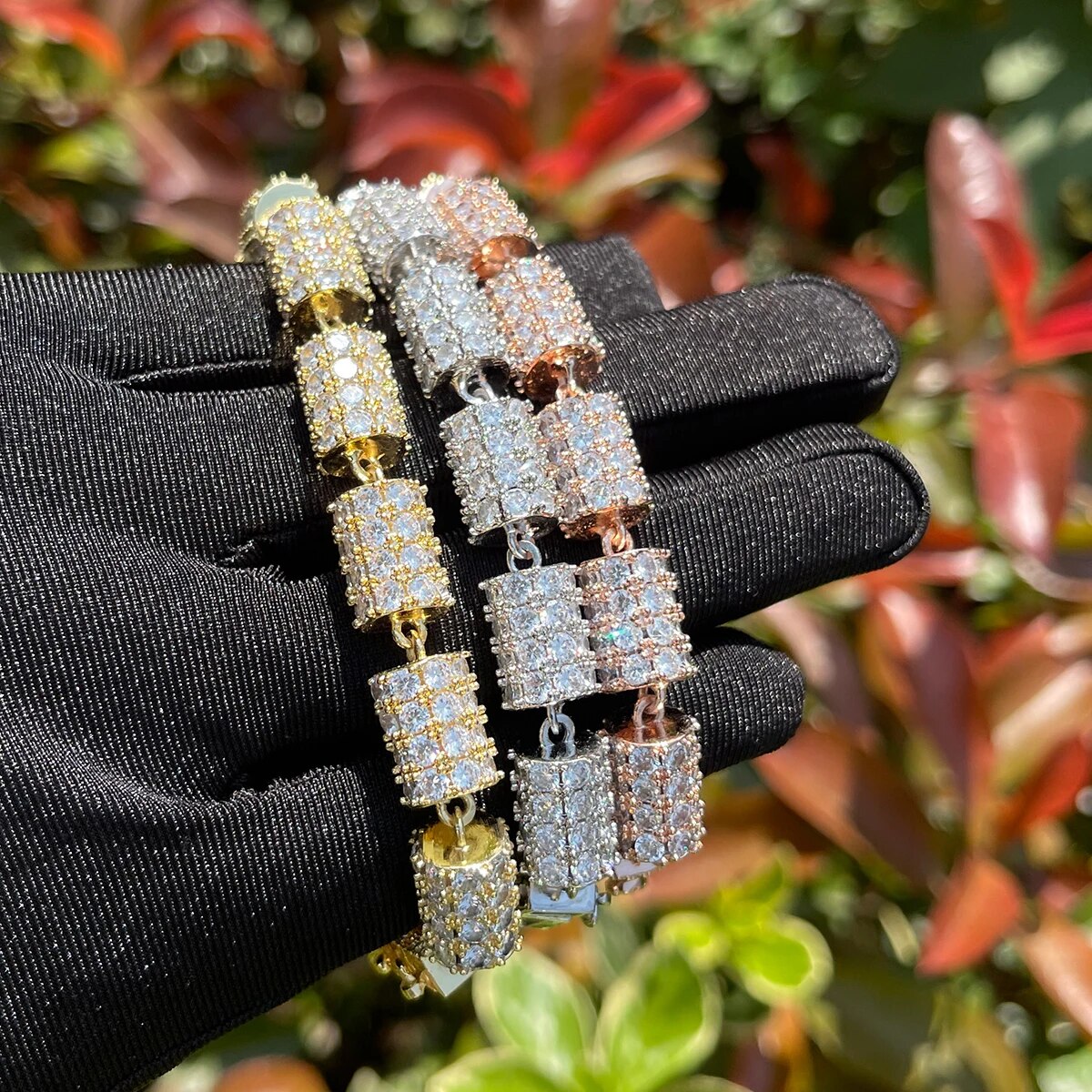 10MM Cylindrical Iced Out Diamond Bracelet