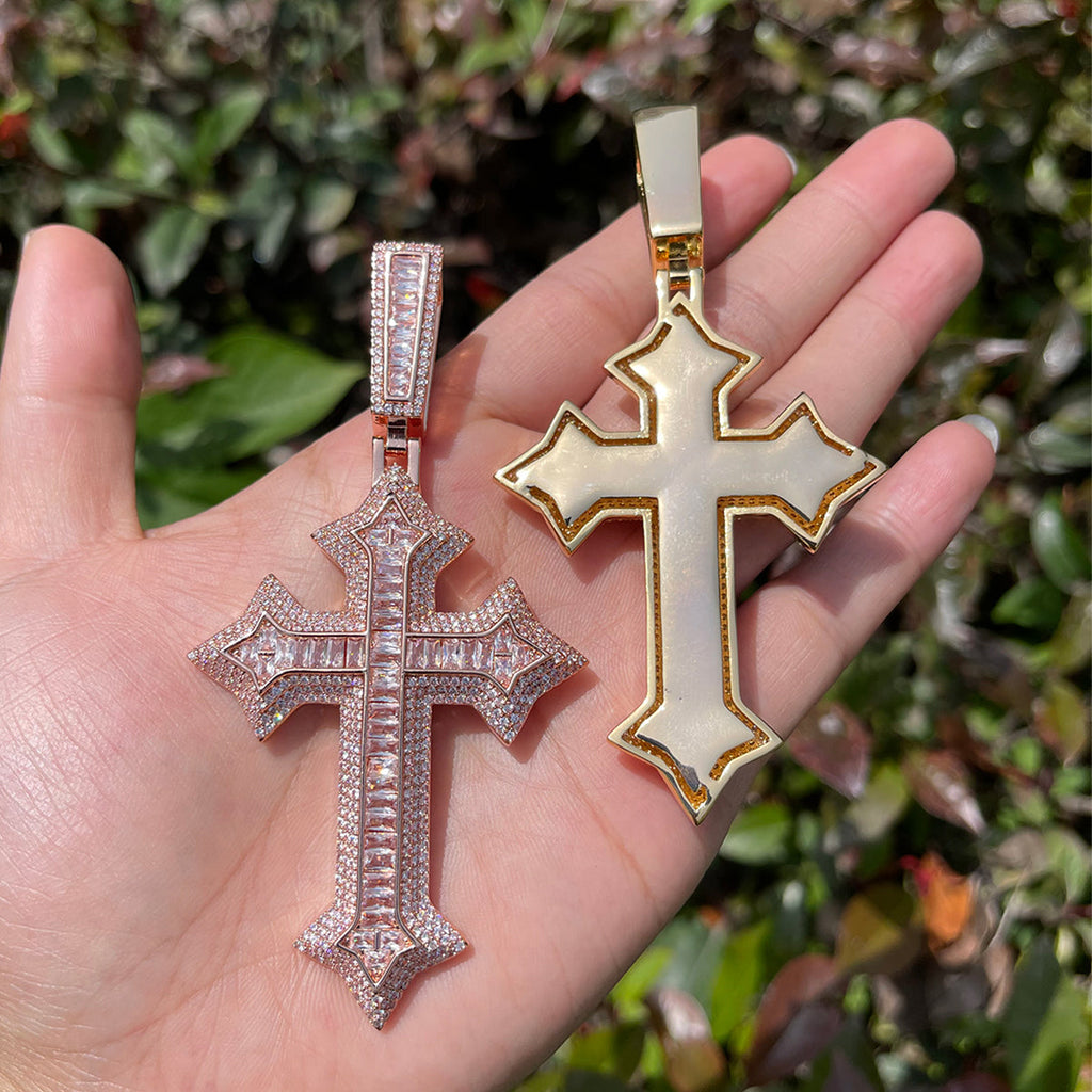 Eternal Ice Cross Iced Out Diamond Pendant Necklace